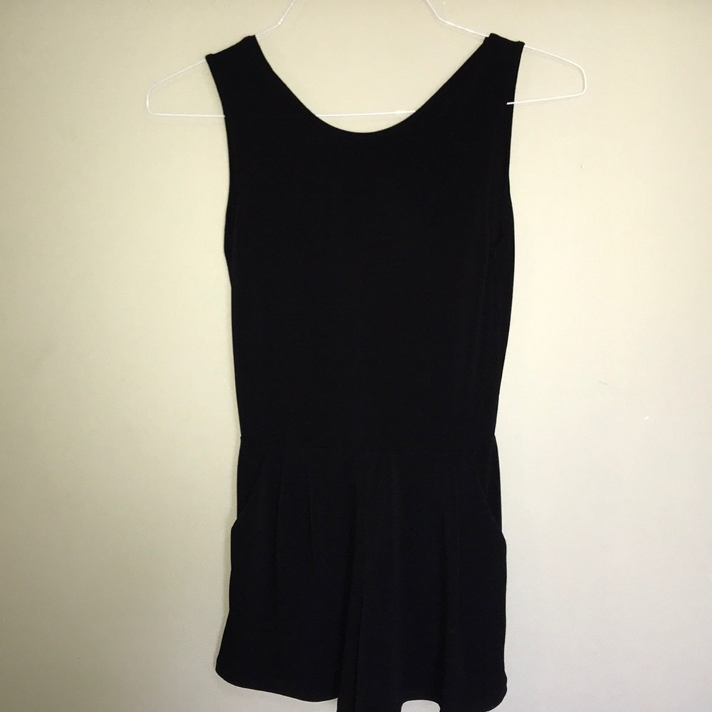 Brandy Melville Black Open-Back Romper w/ Pockets